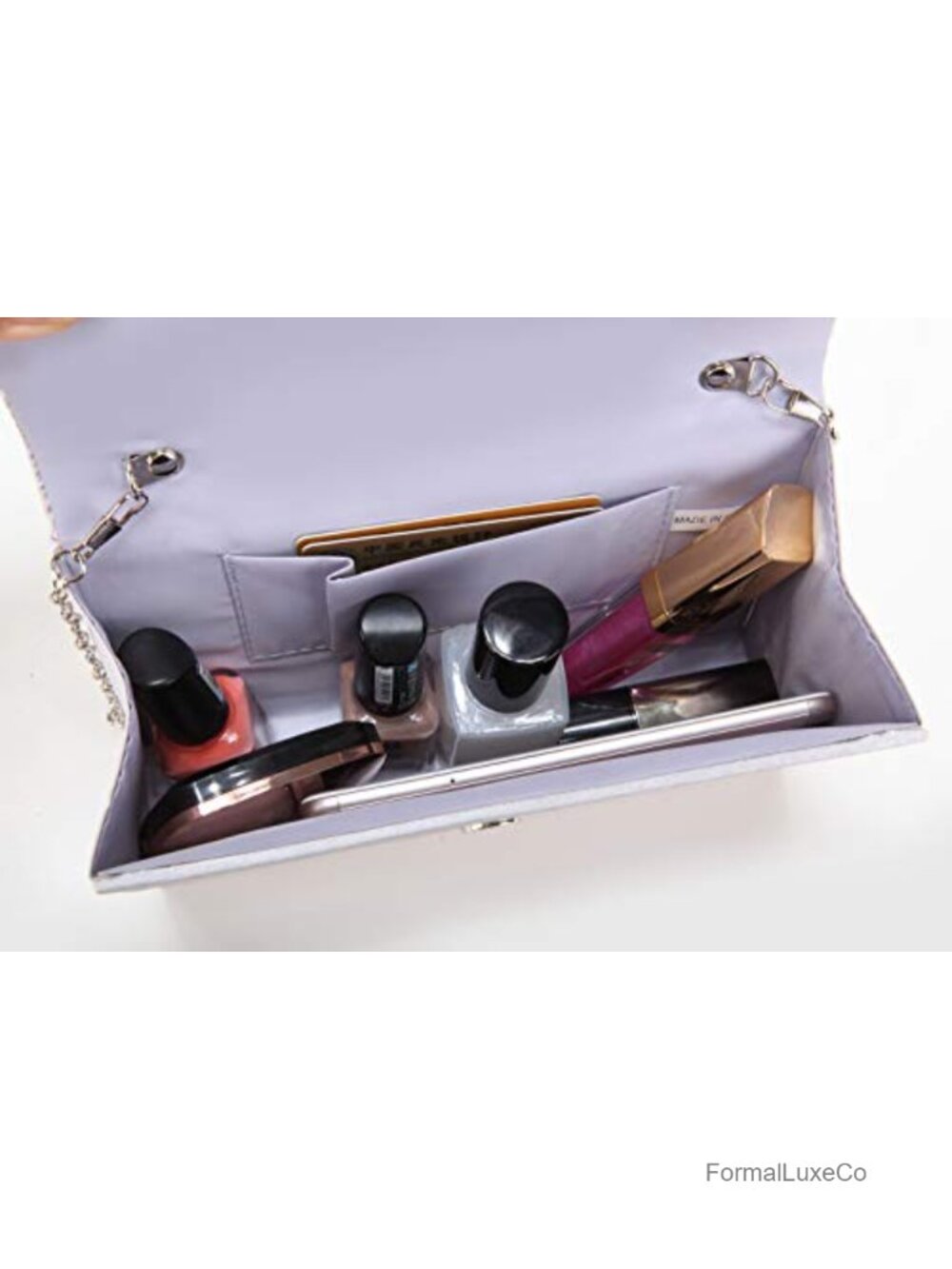 Satin Envelope Clutch with Chain Strap - Picture 4 of 6
